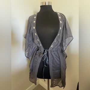 Beach Bunny Charcoal Flutter Tunic Cover Up swavorski accents